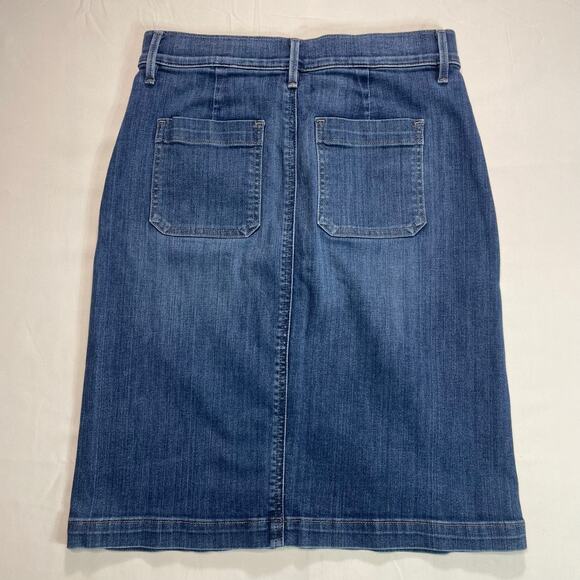 Ann Taylor Loft womens Knee Length Stretch Denim Jean Pencil Midi Skirt Size 4 - Picture 3 of 7